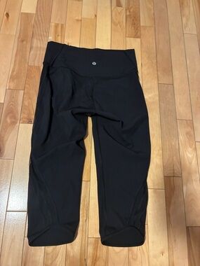 lululemon athletica Black Cropped Leggings with Mesh Details